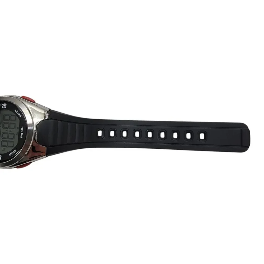 Y2K DOTCOM Digital LCD Watch Black Silver Cyber Retro Thumbs Up Brave Heart